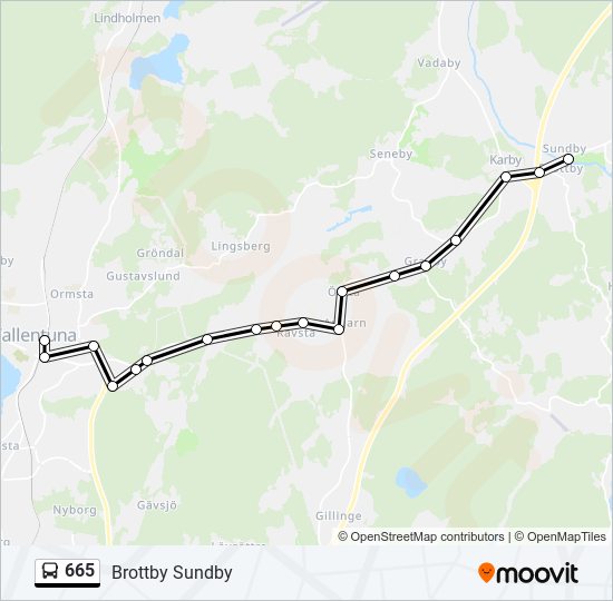 665 bus Line Map