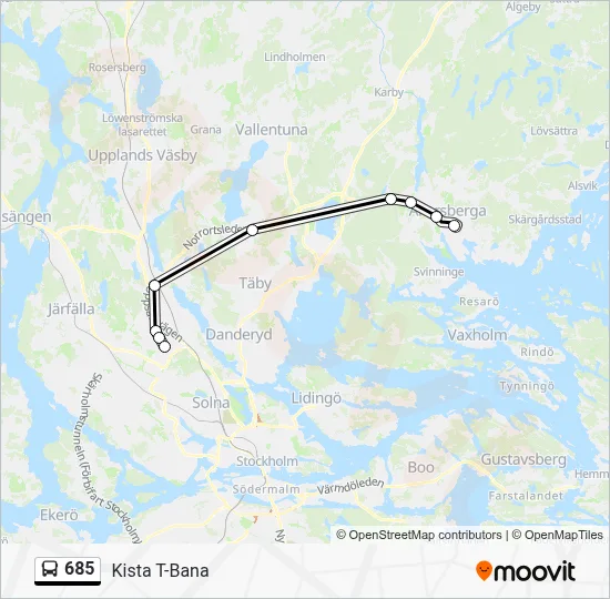 685 Rutt: Tidtabeller, Hållplatser & Kartor - Kista T-Bana (Uppdaterat)