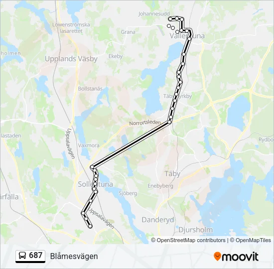 687 Bus Line Map