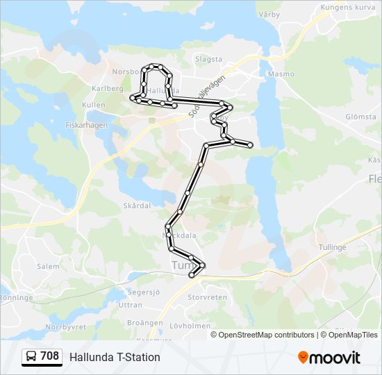 708 bus Line Map