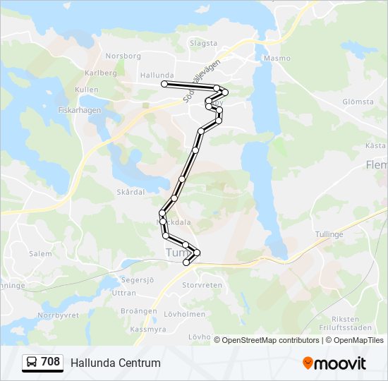 708 bus Line Map