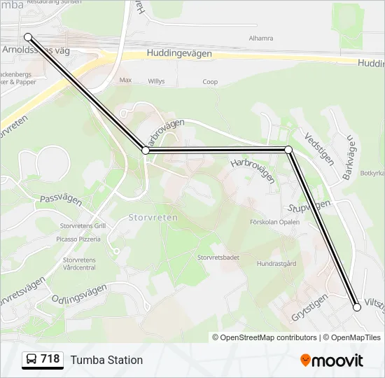 718 Bus Line Map