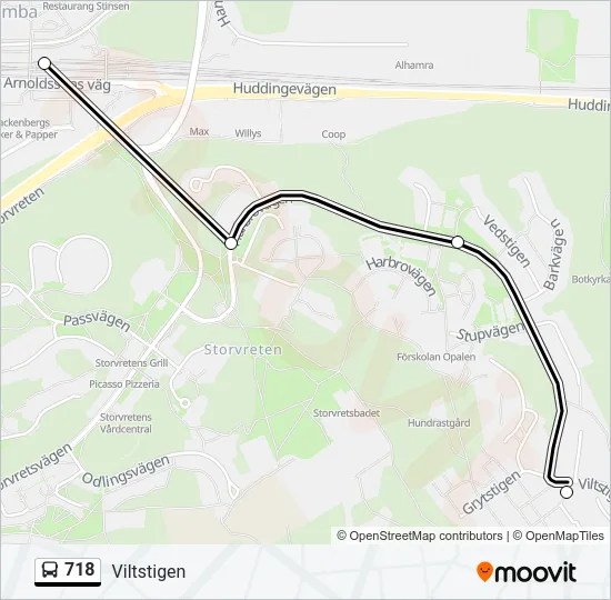 718 Bus Line Map