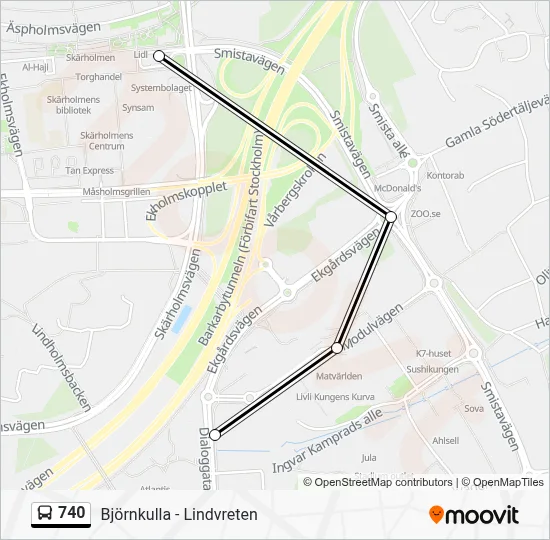 740 Route: Schedules, Stops & Maps - Kungens Kurva (Updated)