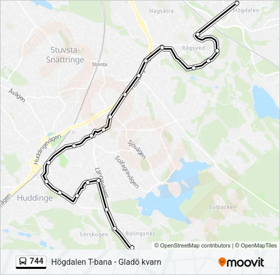 744 Bus Line Map
