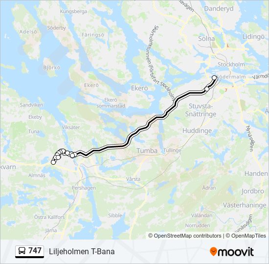 747 bus Line Map