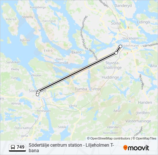 749 bus Line Map