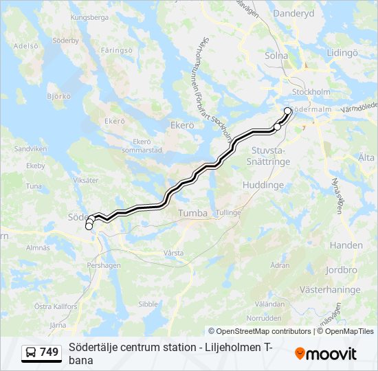 749 bus Line Map