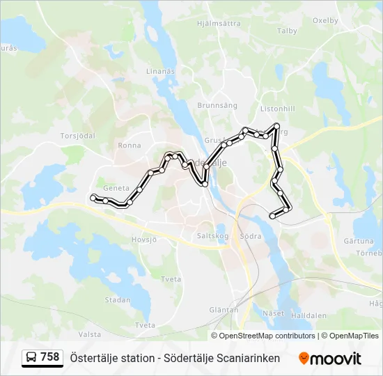758 Route: Schedules, Stops & Maps - Östertälje Station (Updated)