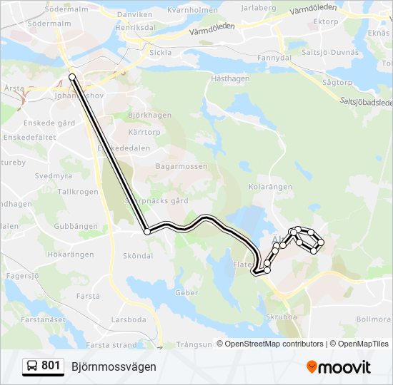 801 bus Line Map