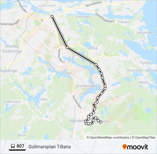 807 bus Line Map