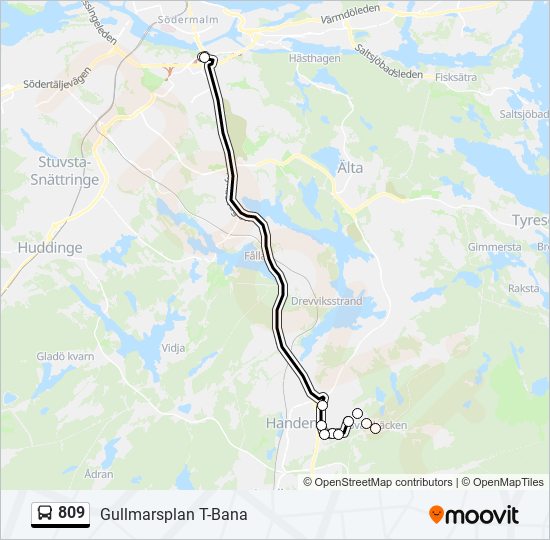 809 bus Line Map