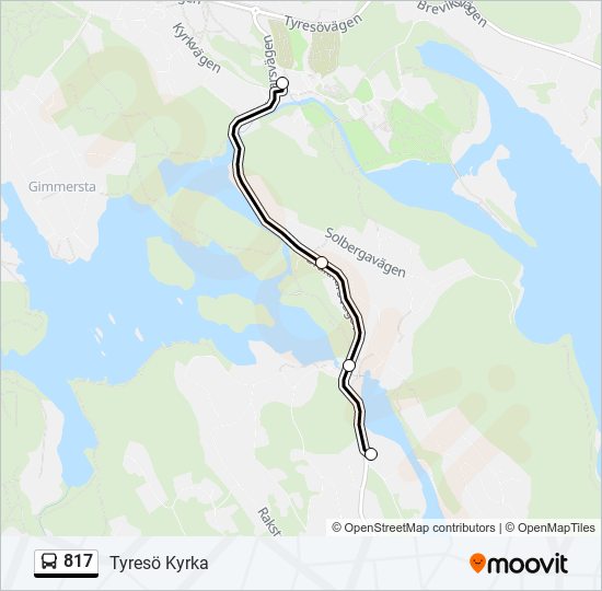 817 Rutt: Tidtabeller, Hållplatser & Kartor - Tyresö Kyrka (Uppdaterat)