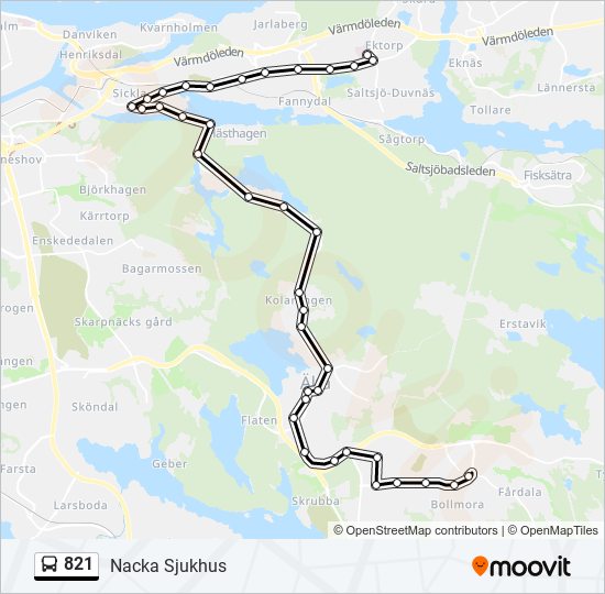 821 bus Line Map