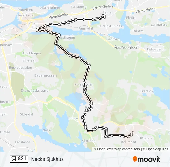 821 Bus Line Map