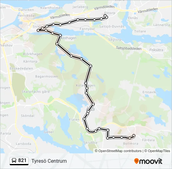 821 Bus Line Map