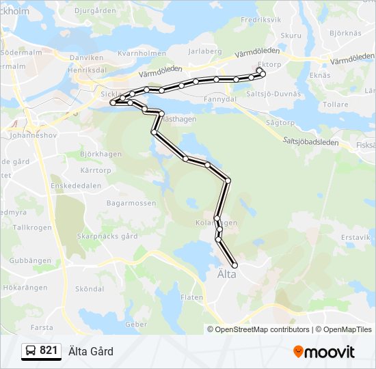 821 bus Line Map