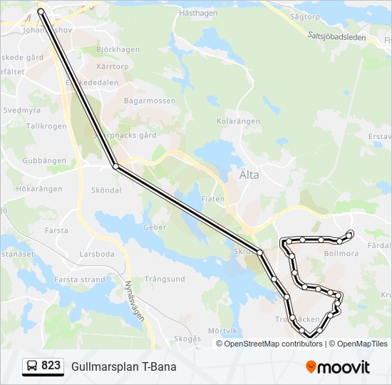 823 bus Line Map