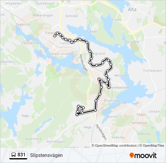 831 bus Line Map