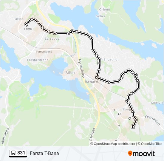 831 bus Line Map