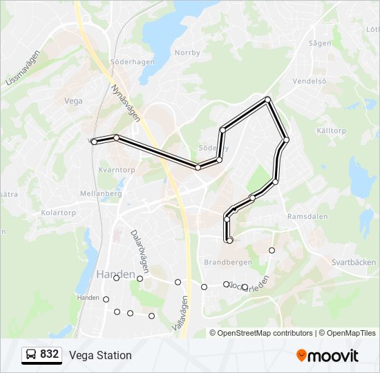 832 bus Line Map