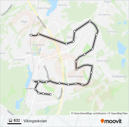 832 Bus Line Map