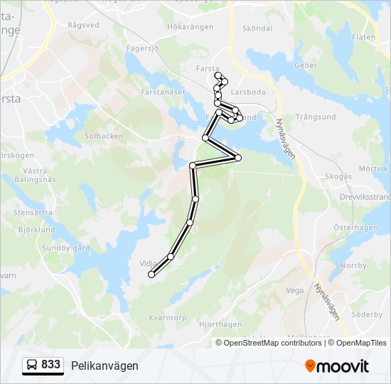 833 bus Line Map