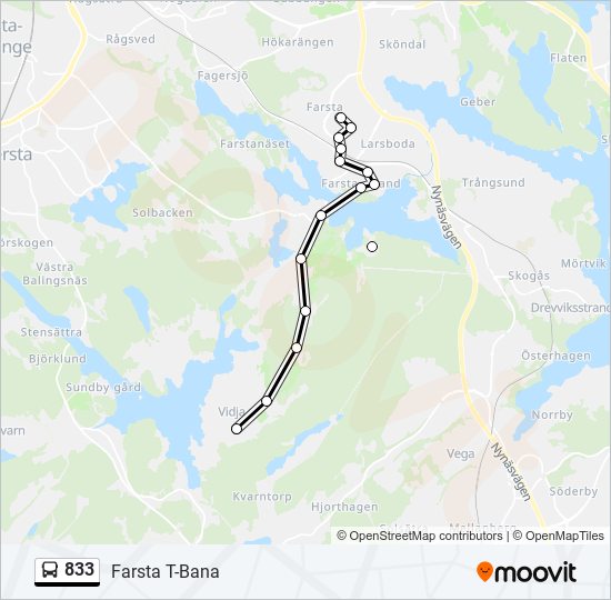 833 bus Line Map