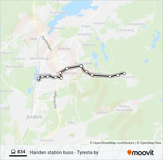 834 Bus Line Map