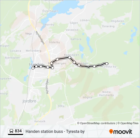 834 Bus Line Map