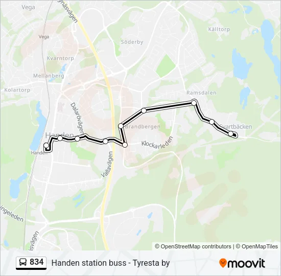 834 Bus Line Map