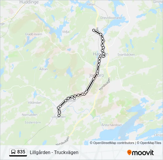 835 Bus Line Map