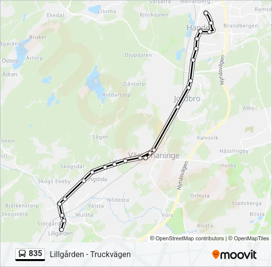 835 Bus Line Map