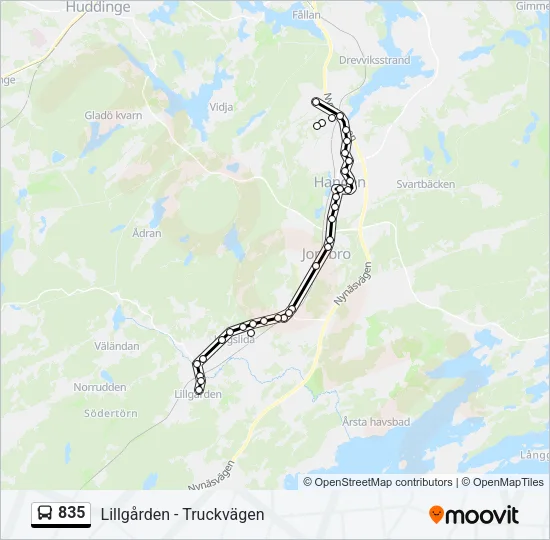 835 Bus Line Map