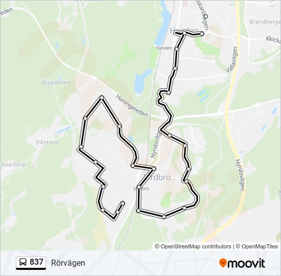 837 bus Line Map