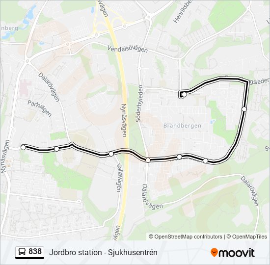 838 bus Line Map