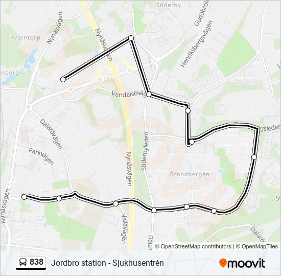 838 bus Line Map