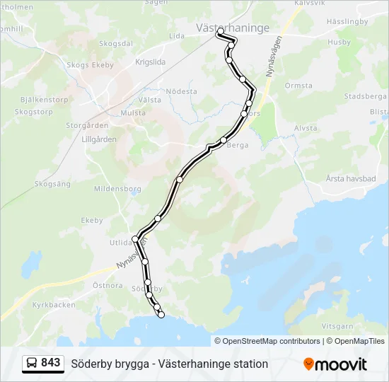 843 Bus Line Map