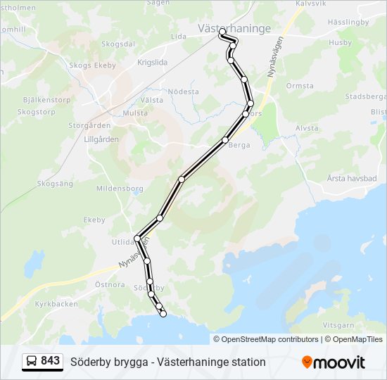 843 bus Line Map