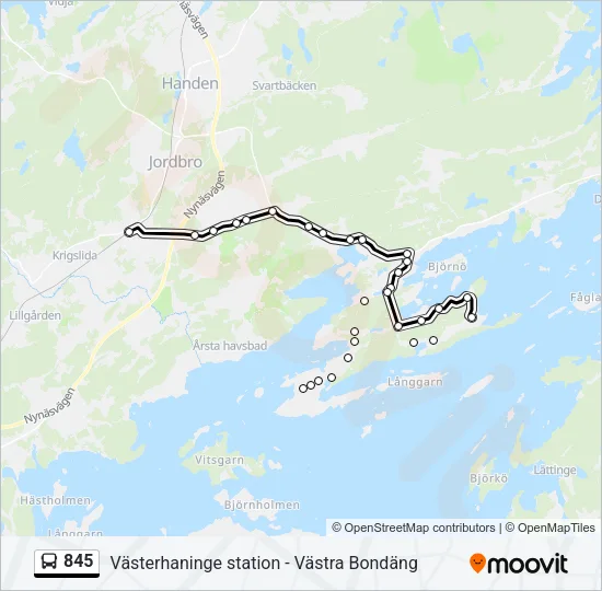 845 Bus Line Map