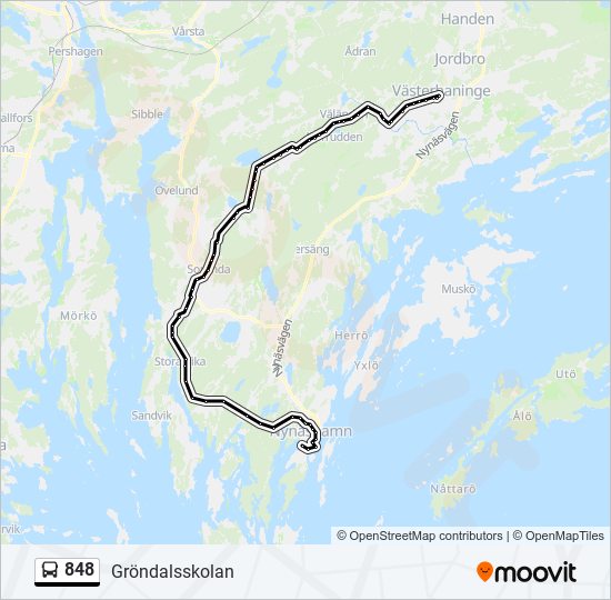 848 bus Line Map