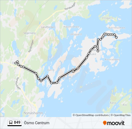 849 bus Line Map