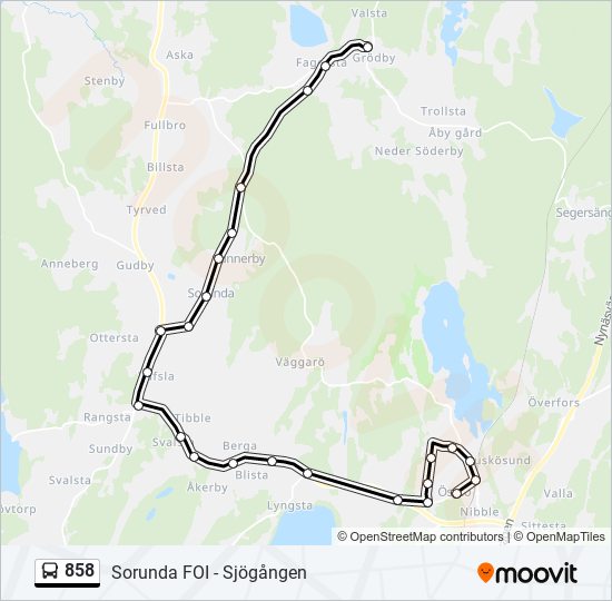 858 bus Line Map