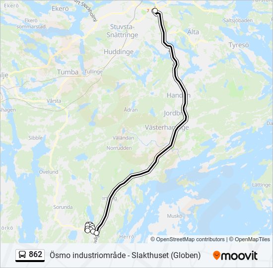 862 bus Line Map