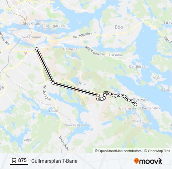 875 bus Line Map