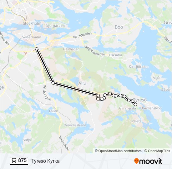 875 bus Line Map