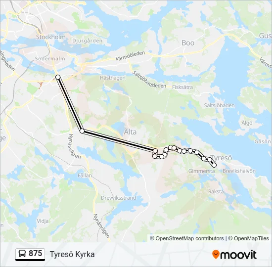 875 Bus Line Map