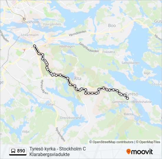 890 bus Line Map