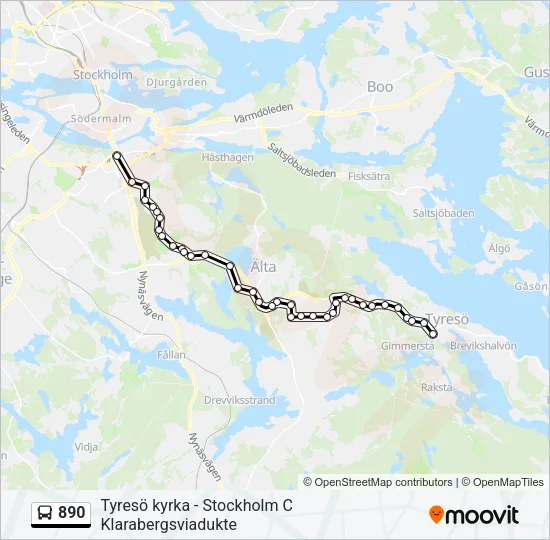 890 Bus Line Map