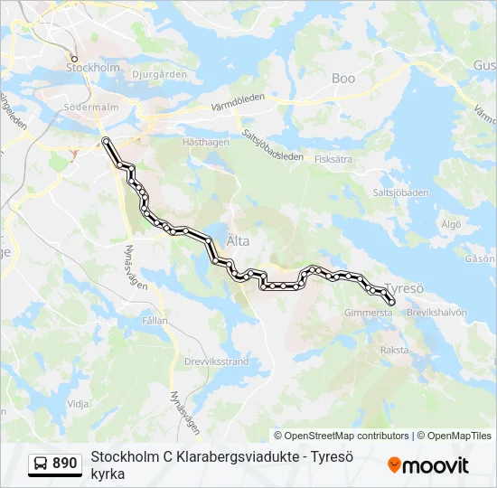 890 Bus Line Map